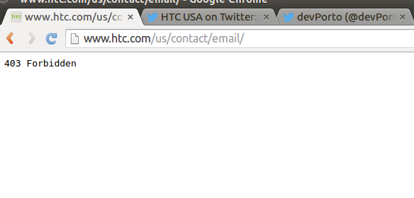 HTC Email Forbidden Error Message